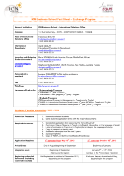 ICN Business School Fact Sheet &ndash; Exchange Program