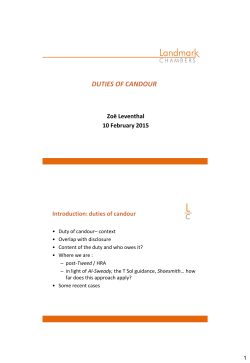 Duties of Candour - Landmark Chambers