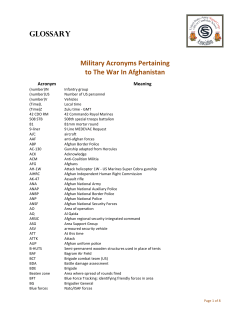 Glossary Military Acronyms Pertaining to The War In Afghanistan