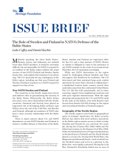 The Role of Sweden and Finland in NATO`s Defense of the Baltic
