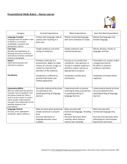 Presentational Mode Rubric &ndash; Novice Learner