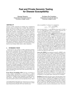 Fast and Private Genomic Testing for Disease Susceptibility&lowast;