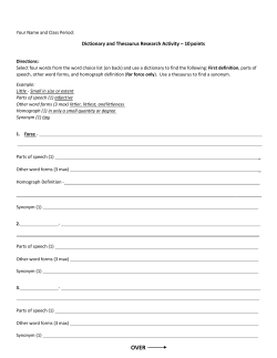 Dictionary Research Activity