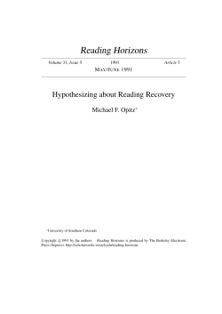 Hypothesizing about Reading Recovery