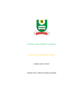 CTH847 - National Open University of Nigeria