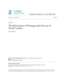 The Reformation of Writings under the Law of North Carolina