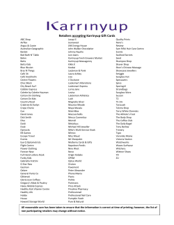 Retailers accepting Karrinyup Gift Cards