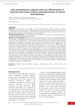Acid neutralization capacity and cost effectiveness of antacids sold