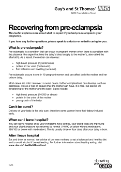 Recovering from pre-eclampsia - Guy`s and St Thomas` NHS