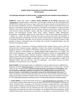 2016 SWEEPSTAKES RULES DUNKIN` DONUTS MUNCHKIN OF
