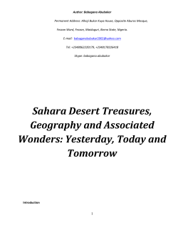 Sahara Desert Treasures, Geography and Associated