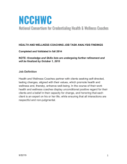Job Definition Health and Wellness Coaches partner with