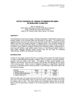 Effectiveness of BMPs in Semi-Arid Climates