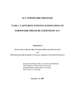 SCC FORMWORK PRESSURE TASK 1: CAPTURING EXISTING