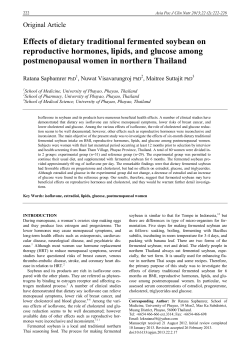 Effects of dietary traditional fermented soybean on reproductive