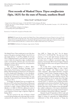 First records of masked tityra Tityra semifasciata (Spix, 1825) for the