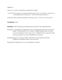 Algebra 3 Lesson 15.1, Part D: Evaluating a Logarithmic Model I can