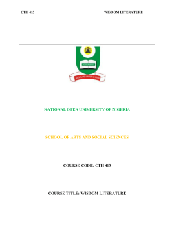 CTH 413 - National Open University of Nigeria