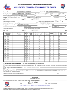 US Youth Soccer/Ohio South Youth Soccer APPLICATION TO HOST