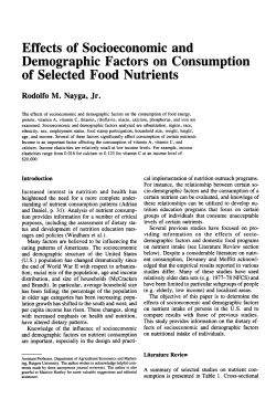Effects of Socioeconomic and Demographic Factors on