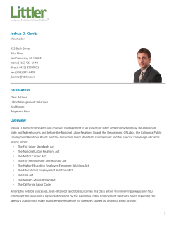 Joshua D. Kienitz Focus Areas Overview