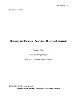 Hypnosis and Children: Analysis of Theory and