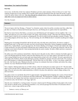 Instructions: Text Analysis Worksheet Part One Instructions: In Part