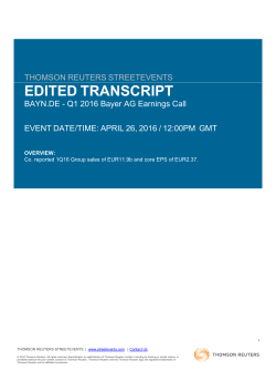 Q1 2016 Investor Conference Call Trancscript