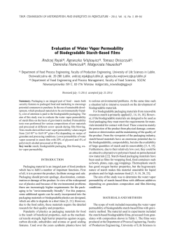 Evaluation of Water Vapor Permeability of Biodegradable Starch