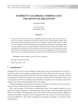 harriot`s algebraic symbols and the roots of equations