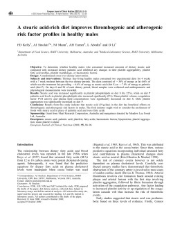 A stearic acid-rich diet improves thrombogenic and