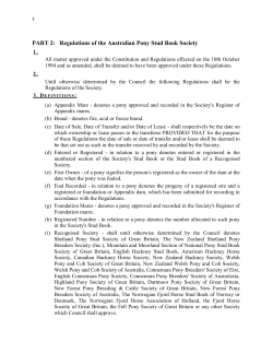PART 2: Regulations of the Australian Pony Stud Book Society