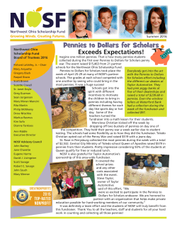 NOSF Summer News 2016 - Northwest Ohio Scholarship Fund
