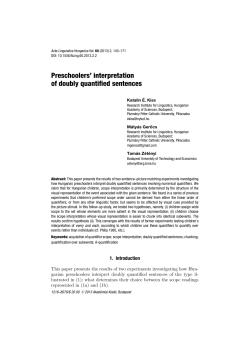 Preschoolers` interpretation of doubly quantified sentences