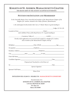 KSA Application - Knights of St Andrew