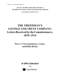 The Freedman`s Savings and Trust Company: Letters