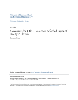 Covenants for Title -- Protection Afforded Buyer of Realty in Florida