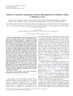 Effects of Aqueous Exposure to Silver