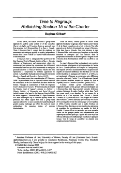 Time to Regroup: Rethinking Section 15 of the Charter