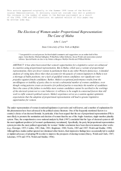 The Election of Women under Proportional Representation: The
