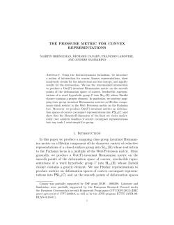 THE PRESSURE METRIC FOR CONVEX REPRESENTATIONS 1