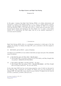 On ellipsis features and Right Node Raising Seungwan Ha In this