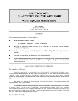 SPECTROSCOPY: QUALITATIVE ANALYSIS WITH LIGHT Waves