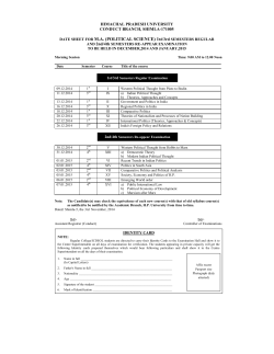 DATE SHEET FOR MA (POLITICAL SCIENCE) 1st/3rd SEMESTERS