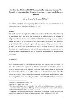 The Exercise of External Self-Determination by Indigenous Groups
