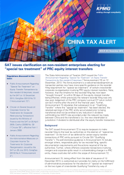 SAT issues clarification on non-resident enterprises electing