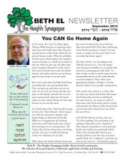 NEWSLETTER - Beth El - The Heights Synagogue