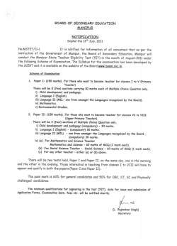 Notification and Syllabus for Manipur State Teacher