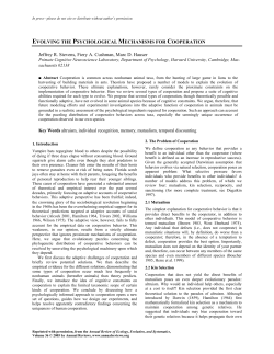 EVOLVING THE PSYCHOLOGICAL MECHANISMS FOR