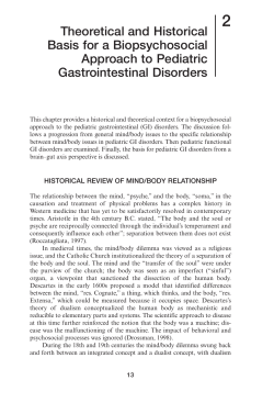 Theoretical and Historical Basis for a Biopsychosocial Approach to